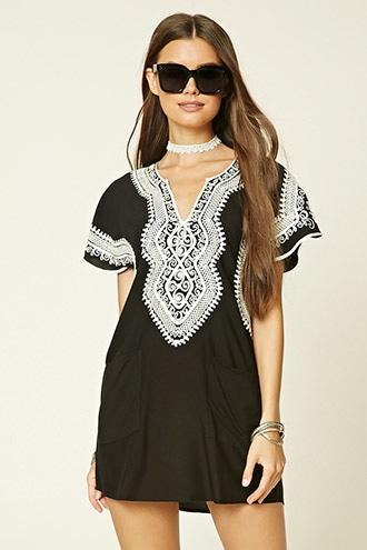 Forever21 Women's  Ornate Embroidered Shift Dress