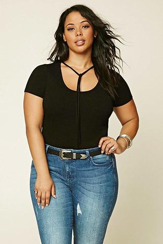 Forever21 Plus Women's  Plus Size Self-tie Tee