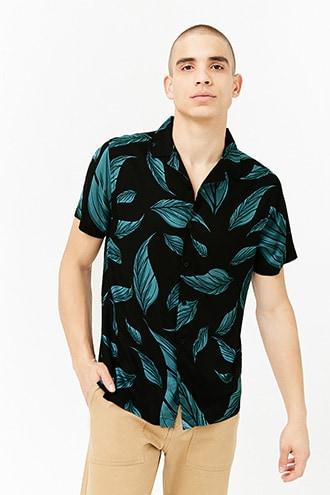 Forever21 Super Massive Palm Leaf Shirt