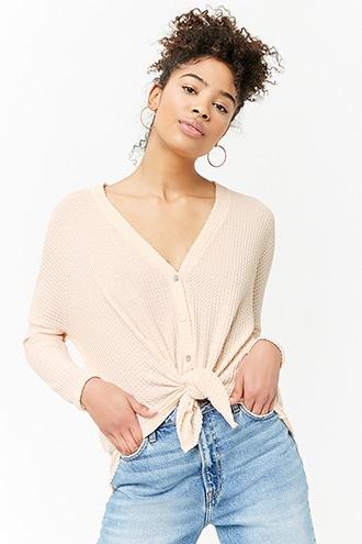 Forever21 Button Front Sweater-knit Top