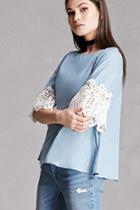 Forever21 Crochet-trim Chambray Top
