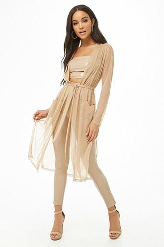 Forever21 Sheer Metallic Longline Cardigan