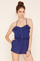 Forever21 Women's  Navy & Royal Tribal Print Cami Romper