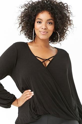 Forever21 Plus Size Plunging Surplice Crisscross Top