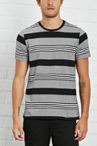 21 Men Men's  Black & White Striped Cotton Tee