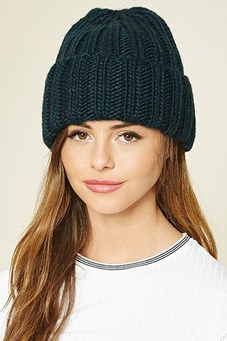 Forever21 Women's  Purl Knit Fold-over Beanie
