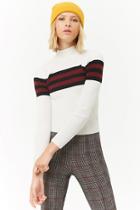 Forever21 Ribbed Striped-trim Sweater-knit Top
