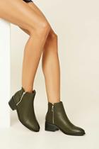 Forever21 Women's  Olive Faux Leather Booties