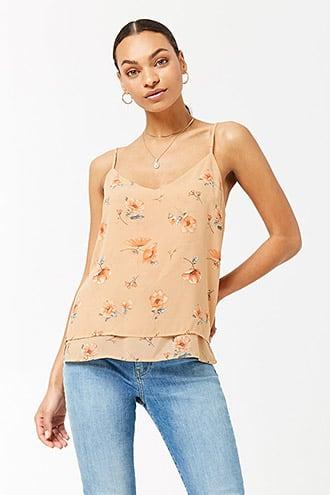 Forever21 Floral Layered Hem Cami