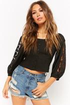 Forever21 Off-the-shoulder Crochet-trim Top