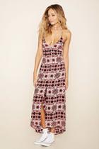 Forever21 Women's  Button-front Floral Maxi Dress