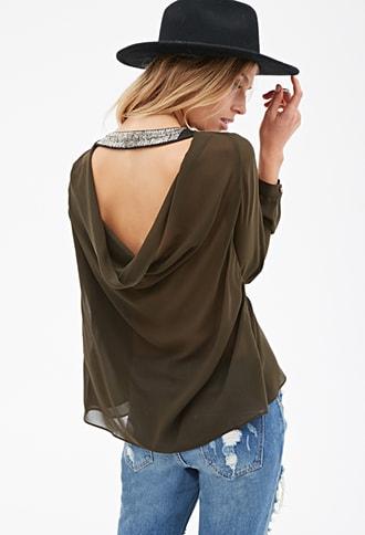 Forever21 Contemporary Beaded-strap Draped Top