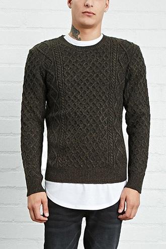 21 Men Men's  Cable Knit Sweater
