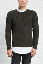 21 Men Men's  Cable Knit Sweater