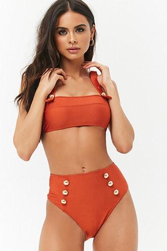 Forever21 High-waist Button Bikini Bottoms