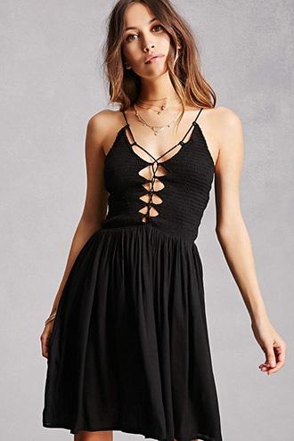 Forever21 Boho Me Lace-up Cami Dress