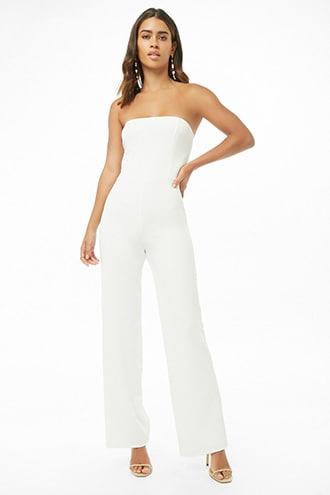 Forever21 Textured Wide-leg Tube Jumpsuit