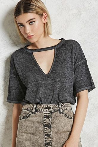 Forever21 Slub-knit Cutout Tee
