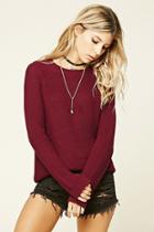 Forever21 Women's  Burgundy Honeycomb Knit Sweater Top