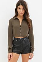 Forever21 Women's  Olive Cutout-back Crop Top