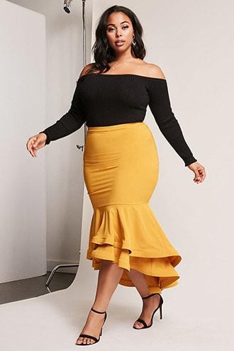 Forever21 Plus Size Ruffle-hem Skirt