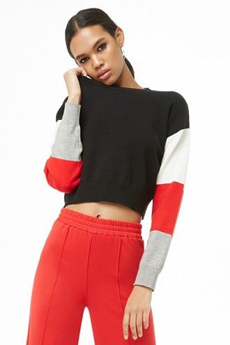 Forever21 Colorblocked Ribbed-trim Sweater