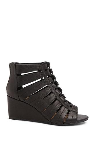 Forever21 Faux Leather Caged Wedges
