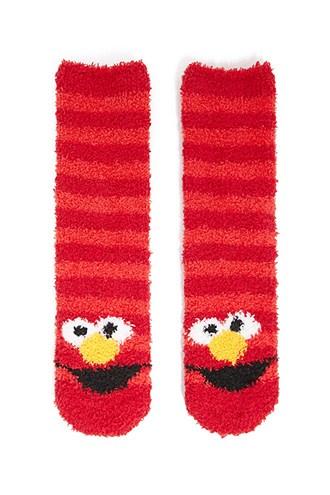 Forever21 Fuzzy Elmo Crew Socks