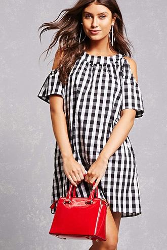 Forever21 Gingham Open-shoulder Dress