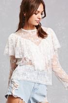 Forever21 Sheer Lace Flounce Top