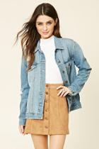 Forever21 Women's  Camel Buttoned Faux Suede Skirt