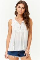 Forever21 Crochet Lace Trim Top