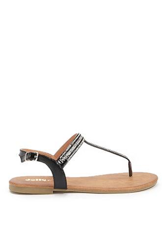 Forever21 Faux Patent Leather Rhinestone-embellished Sandals
