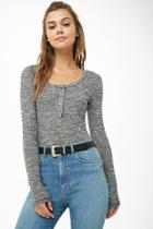 Forever21 Raw-cut Marled Henley Top