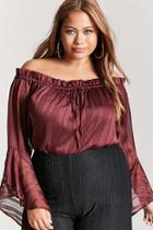 Forever21 Plus Size Sheer Shadow Stripe Top