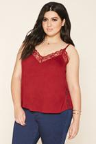 Forever21 Plus Women's  Burgundy Plus Size Lace Trim Cami