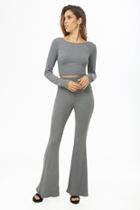 Forever21 Ribbed Crop Top & Flare Pants Set