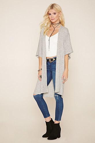 Forever21 Women's  Marled Knit Drape Cardigan