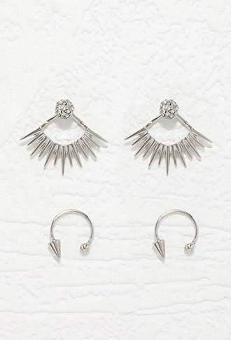 Forever21 Spiky Ear Jacket Set (silver/clear)