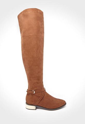 Forever21 Women's Faux Suede Over-the-knee Boots (chestnut)