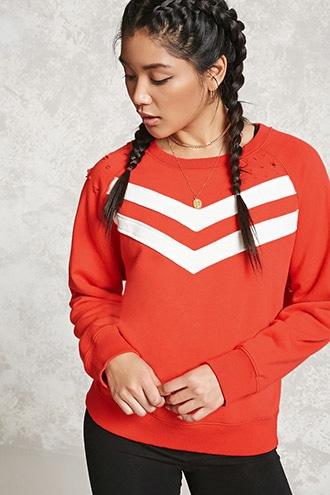 Forever21 Distressed Chevron Sweatshirt