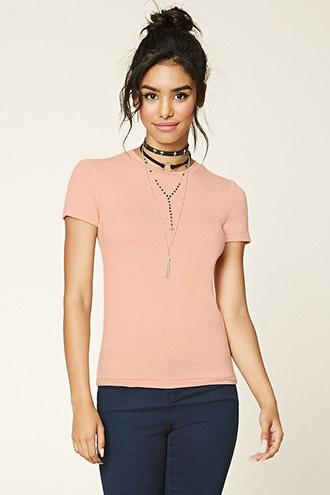 Forever21 Women's  Blush Scoop-neck Tee