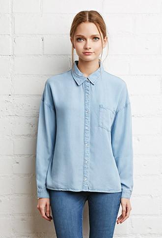 Forever21 Boxy Collared Chambray Shirt