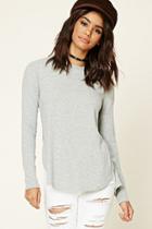 Forever21 Women's  Heather Grey Ribbed Dolphin Hem Top