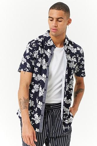 Forever21 Soul Star Tropical Floral Print Shirt