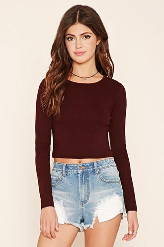 Forever21 Women's  Cropped Crew Neck Sweater