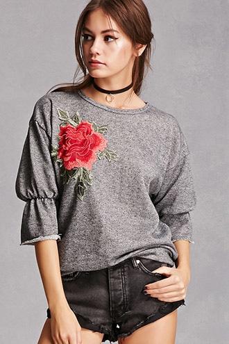 Forever21 Floral Heathered Top