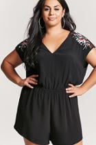 Forever21 Plus Size Embroidered Mesh Panel Romper