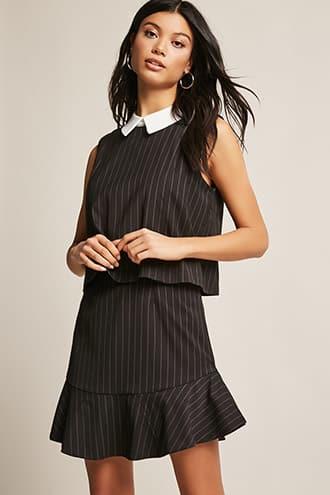 Forever21 Pinstripe Layered Dress