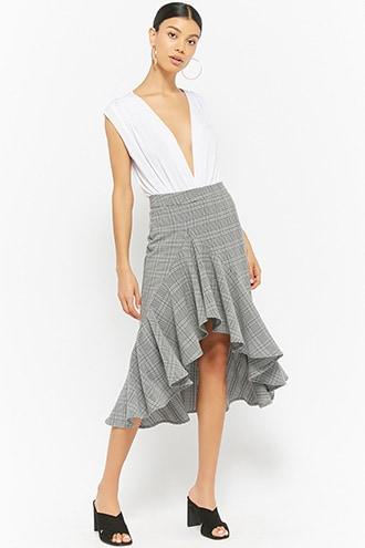 Forever21 Glen Plaid High-low Skirt